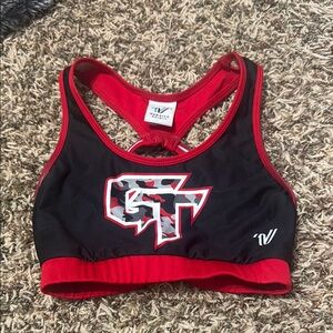 Women's Black and Red Sports Bra
